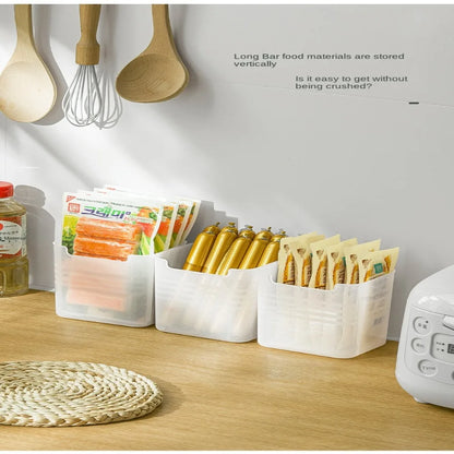 Plastic Refrigerator Organizer Bin Stackable Door Organizer Food Fresh Box Pantry Container Transparent Bins Shelf Basket