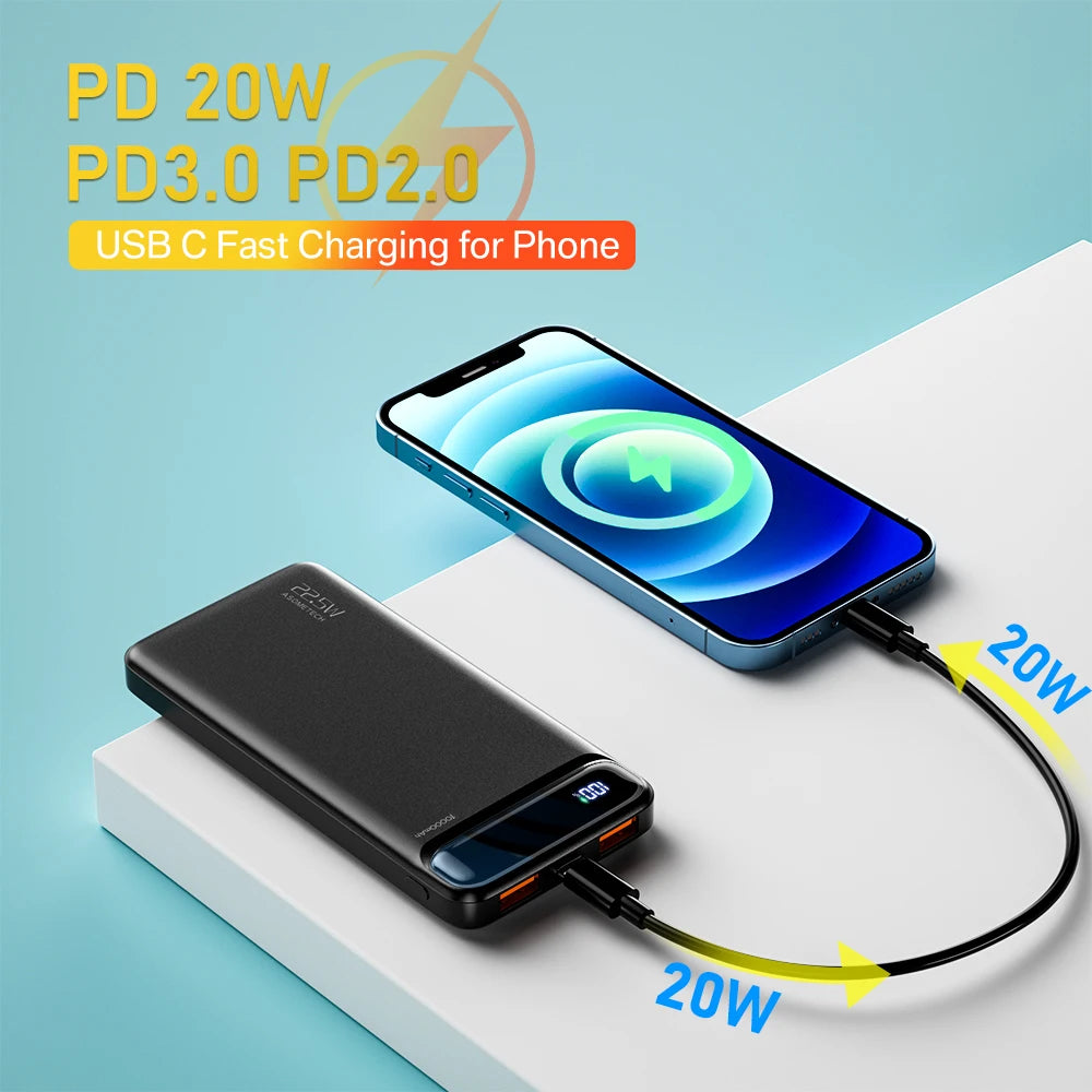 Power Bank 20000mAh 22.5W SCP Portable Charger Powerbank 10000 mAh External Battery PD 20W Fast Charging For iPhone 13 Xiaomi mi