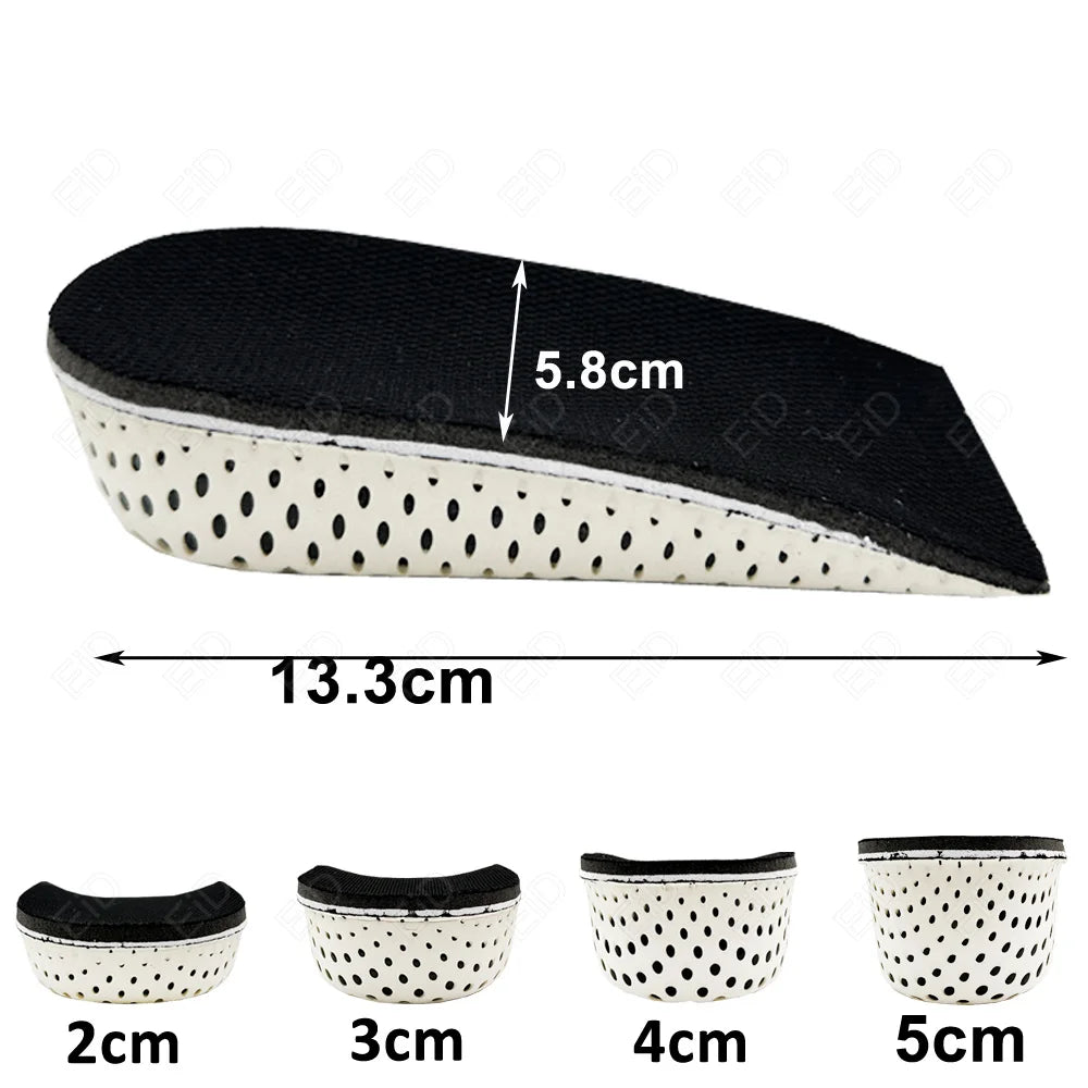 Height Increase Half Shoe Insoles Heel Insert Sports Shoes Pad Cushion Arch Support Unisex 2-5 CM Invisible Heighten Sole Insole