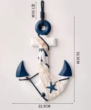 13"Nautical Wood Anchor Wall Art Decor Door Hanging Ornament Beach Theme Home Decoration Nautical Beach Wooden Anchor with Rope
