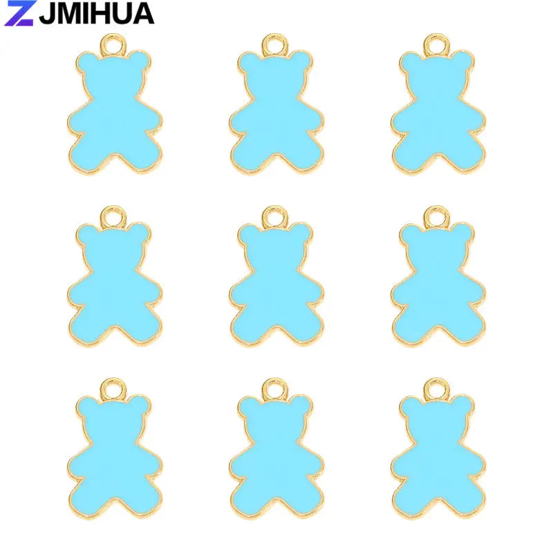 15pcs Enamel Charms Cute Bear Pendants Charms For Jewelry Making Supplies DIY Handmade Earrings Bracelets Findings Accessories