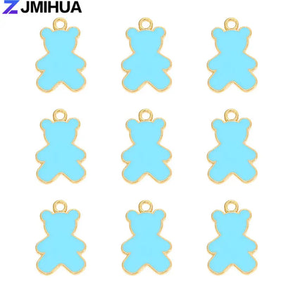 15pcs Enamel Charms Cute Bear Pendants Charms For Jewelry Making Supplies DIY Handmade Earrings Bracelets Findings Accessories