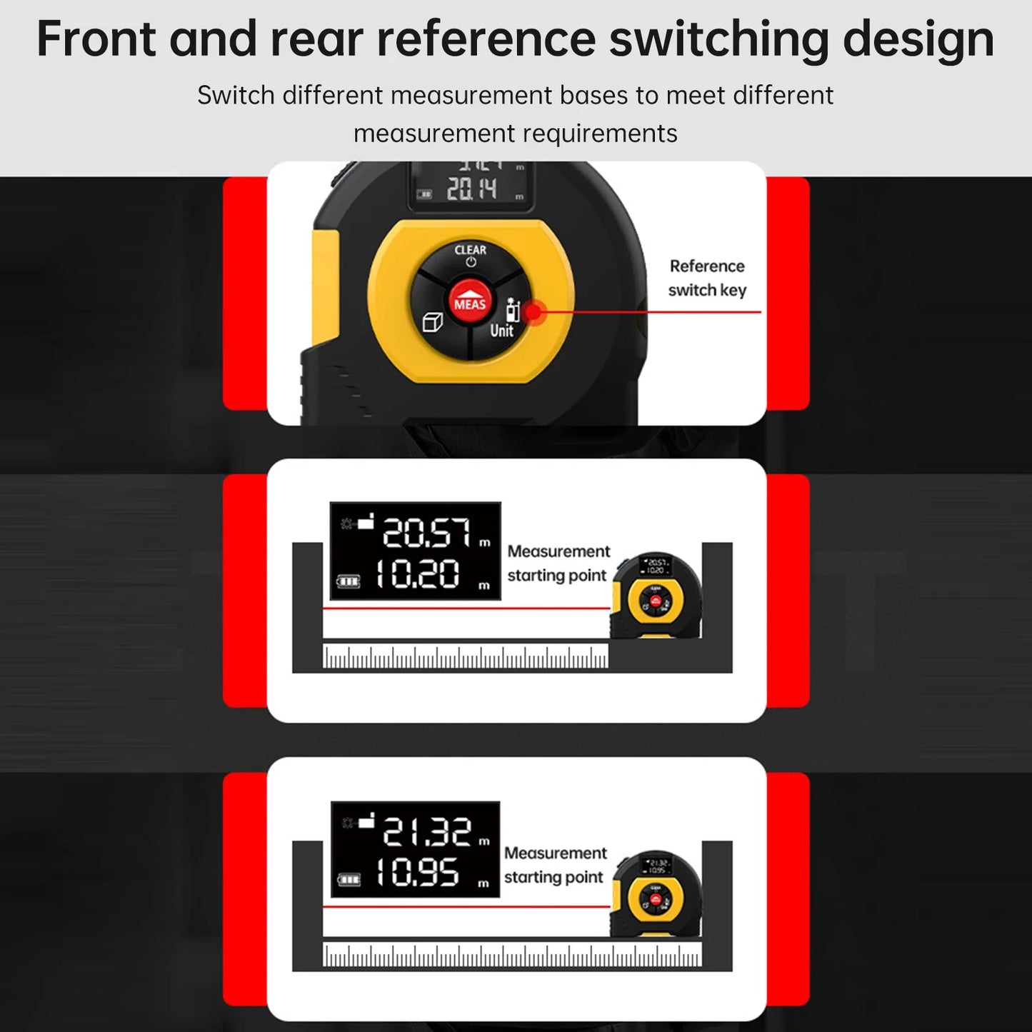 Laser Tape Measure 196Ft Laser Measurement & 5 Meter Manual Measuring Digital Tape Measure Support to Area Volume Ft/in/M