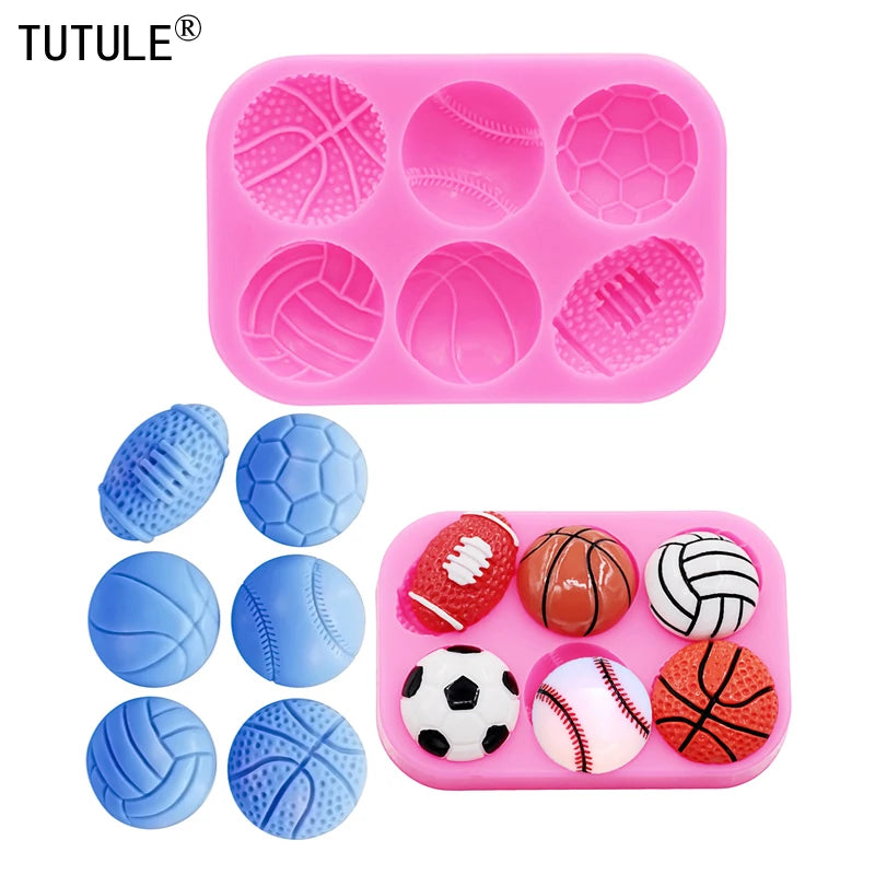 Sports Ball Football Basketball Accessories DIY Jewelry Earrings Silicone Mould Epoxy Flexible Polymer Clay Mold Chocolate Mold