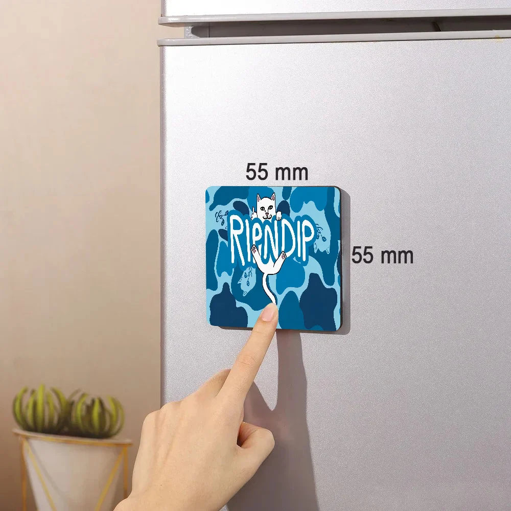 Cat R-Ripndips Fridge Photo Fridge Magnet Square Stickers Personalize Home Decor Souvenirs Gift