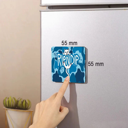 Cat R-Ripndips Fridge Photo Fridge Magnet Square Stickers Personalize Home Decor Souvenirs Gift