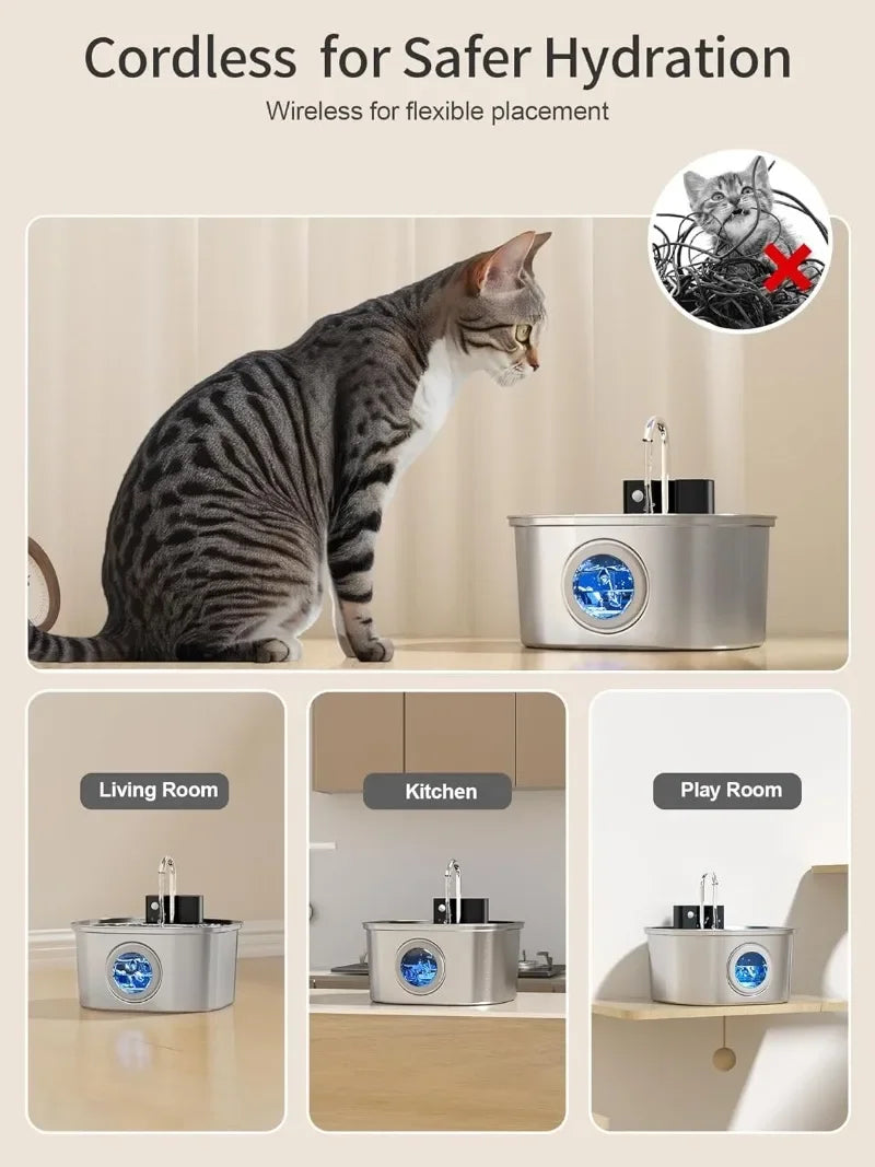 3.2L Wireless Cat Water Fountain 4000mAh Battery Auto Sensor Drinking Fountain For Cats Dog Pet Water Dispenser Accessories