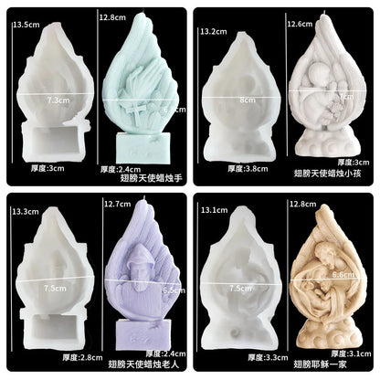 Candle Mold Angel Wings Pray for Jesus Scented Candles Gypsum Ornaments Silicone Mold Resin Mold