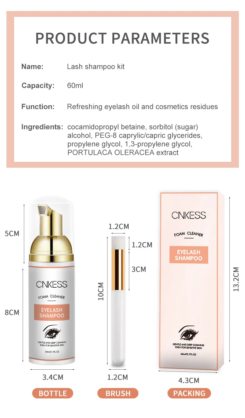 Lash Super Concentrate Mousse Eyelash Shampoo Gentle Cleansing Grafting Foam Extension l Makeup Tools Supplies Shampoo Brush Set