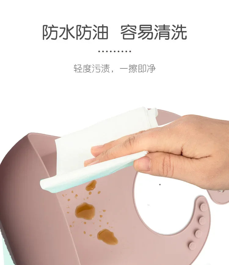 Baby Food Grade Silicone Children's Saliva Pocket 3D Waterproof Food Bib Rice Pocket Hygienic Silicone Bib for Children