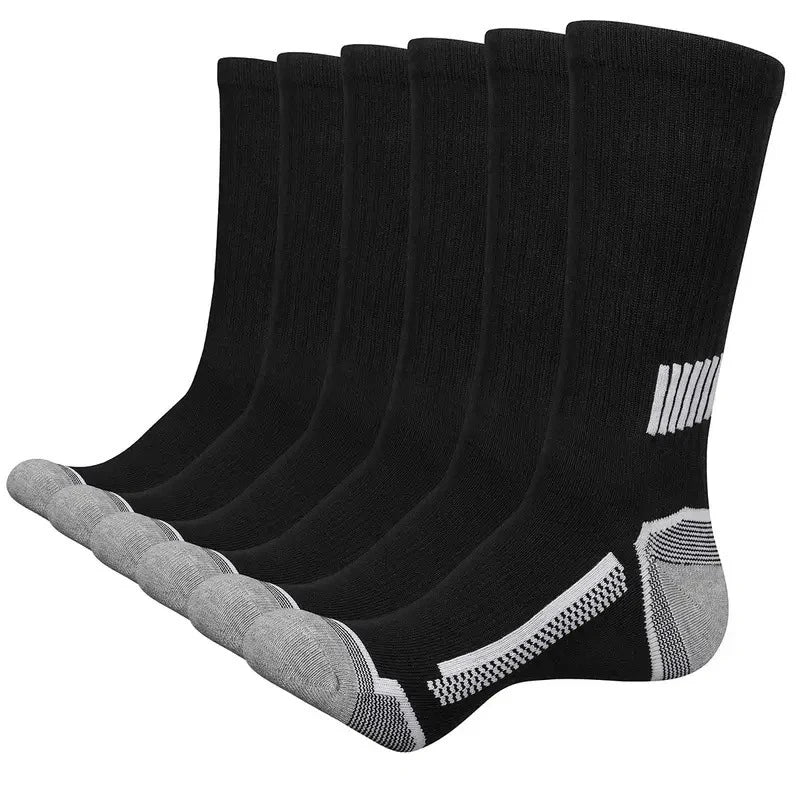 6 Pairs of MEN'S Sports Socks, Sweat Absorbing, Comfortable and Breathable, Suitable for Basketball Training and Outdoor Running