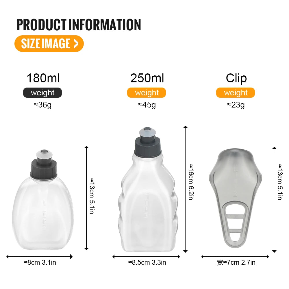 WRELS Handheld Hydration Sports Water Bottles BPA-Free Water Bottles for the Running Hydration Belt for Marathon Hiking Cycling