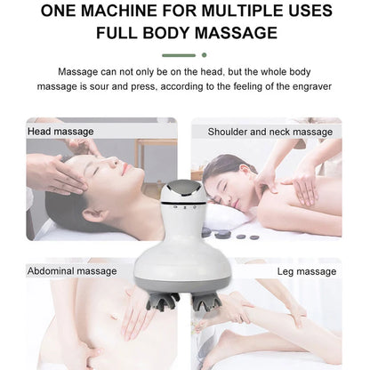 Head Scalp Massager with 4 Replacement Massage Heads Portable Head Scratcher For Stress Release and Hair Growth