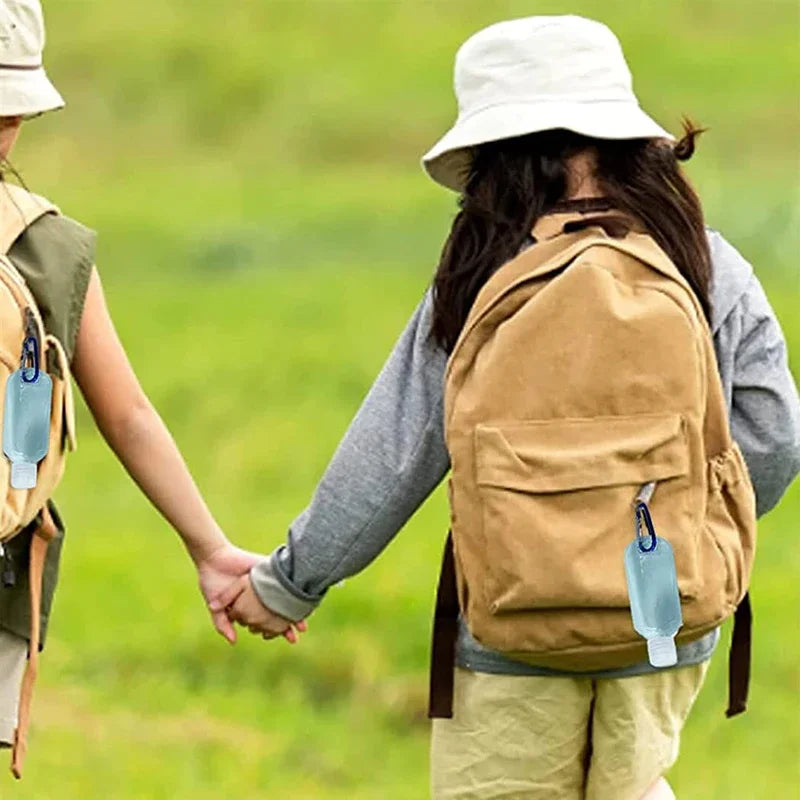 5Pcs Travel Bottles With Keychain Hand Sanitizer Holder Portable Plastic Empty Bottles Leakproof Refillable Containers Backpack