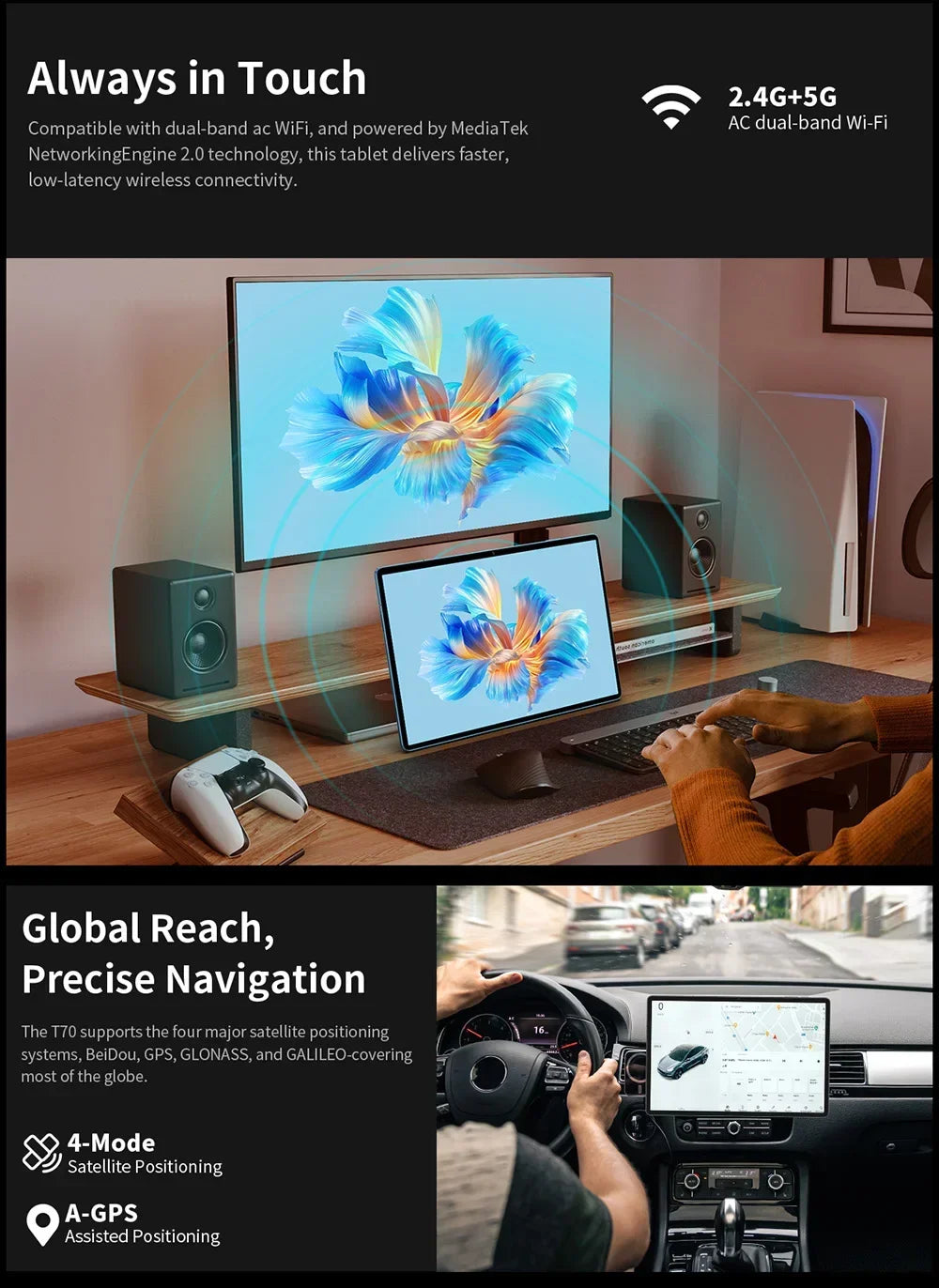 Teclast T70 Tablet MTK G99 Octa-Core 14inch FHD IPS Display 8GB RAM 256GB ROM Android 14 WIFI5G 10000mAh 13MP+8MP 4G Dual SIM