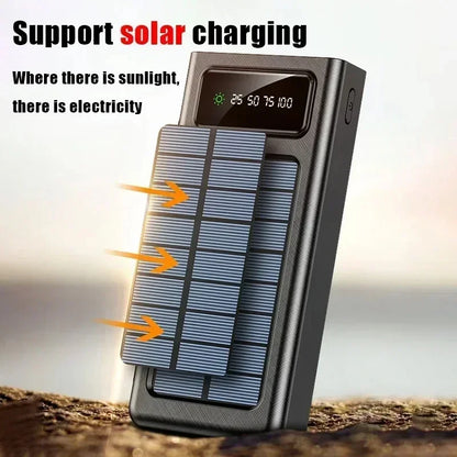 Solar Power Bank Large Capacity Spare Battery Fast Charging Portable Power Banks 20000mAh Auxiliary Batteries Outdoor