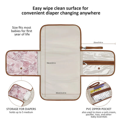 New Portable Diaper Changing Pad, Portable Changing pad for Newborn Girl & boy - Baby Changing Pad with Smart Wipes Pocket