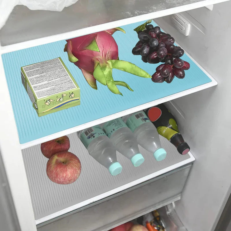 Silicone Refrigerator Liner Square Drawer Mat anti-slip Anti-mildew Refrigerator Compartment Protection Cuttable Mat