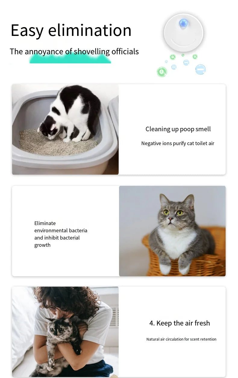 Smart Cat Odor Purifier For Cat Litter Box Deodorizer Pet Toilet Air Purifier Dog Cat Litter Deodorant gatos cats products