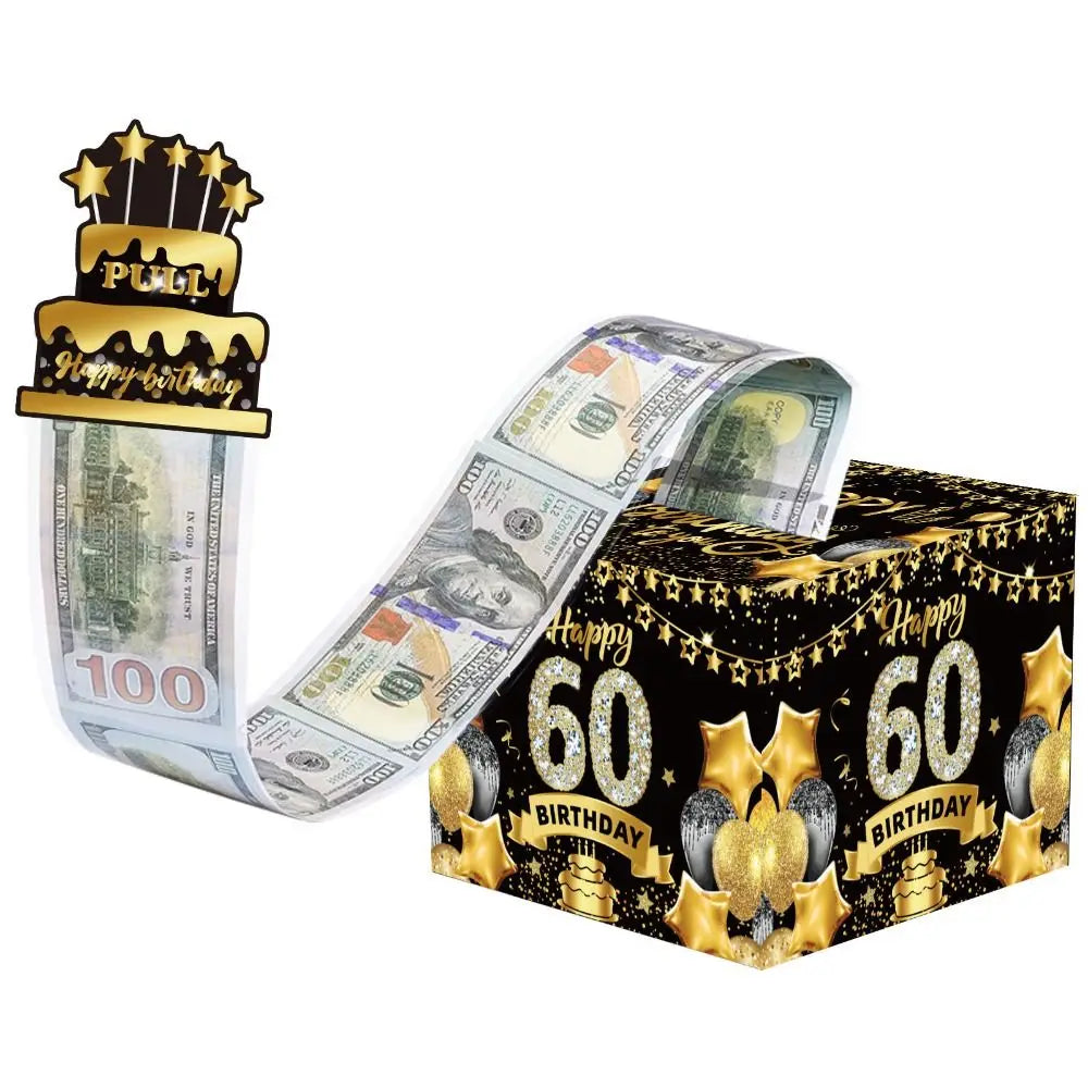 New Birthday Cash Pull Gift Box Money Pulling Box Cash Gift Box Cash Black Money Clip Funny Surprise Birthday Cake Decoration