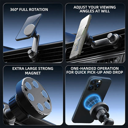 Magnetic Car Phone Holder with Hook Air Outlet Mobile Phone Holder Stand 360° Rotate Magnet Mount Bracket In Car For iPhone Xiao
