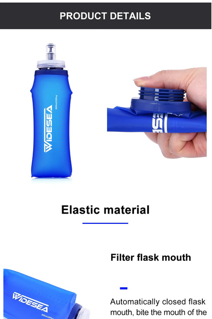 Widesea Camping 600ml Soft Water Bottle Drinking Sport Folding Bag Flask Outdoor Running Hydration Pack Waist Bicycle BPA Free