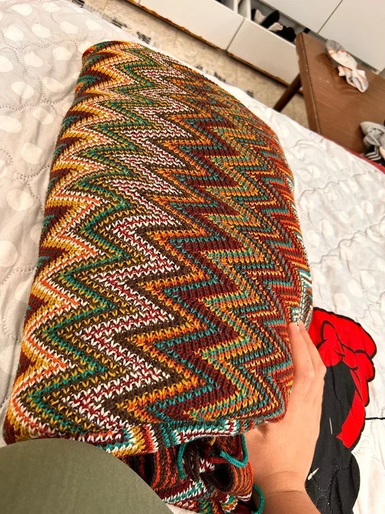 Knitted Blankets Bohemian Plaid Throw Blanket Sofa Cover With Tassels Travel Leisure Bed Cover Blanket boho Bedspread