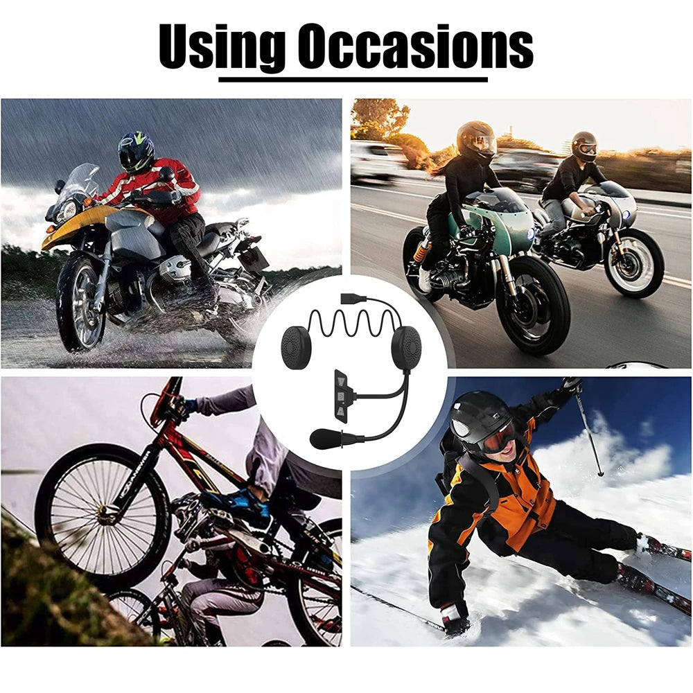 Bluetooth 5.2 Motorcycle Helmet Headset Wireless Handsfree Stereo Music Player Moto Headphone Noise Reduction Earphone With Mic