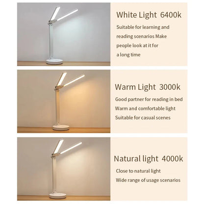 LED Desk Lamp 3 Levels Dimmable Touch Night Light USB Rechargeable Eye Protection Foldable Table Lamp For Bedroom Bedside Readin