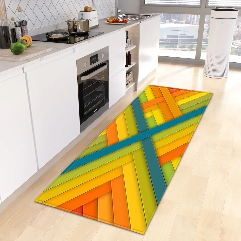 VIKAMA Retro Creative Wooden Long Floor Mats Modern Chinese Kitchen Carpet Bathroom Floor Mats Hallway Floor Mats Home Decor