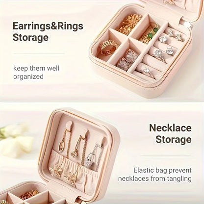 A portable organizer for travel jewelry boxes, storage bags, rings, earrings, necklaces, and bracelets - the perfect gift for wo