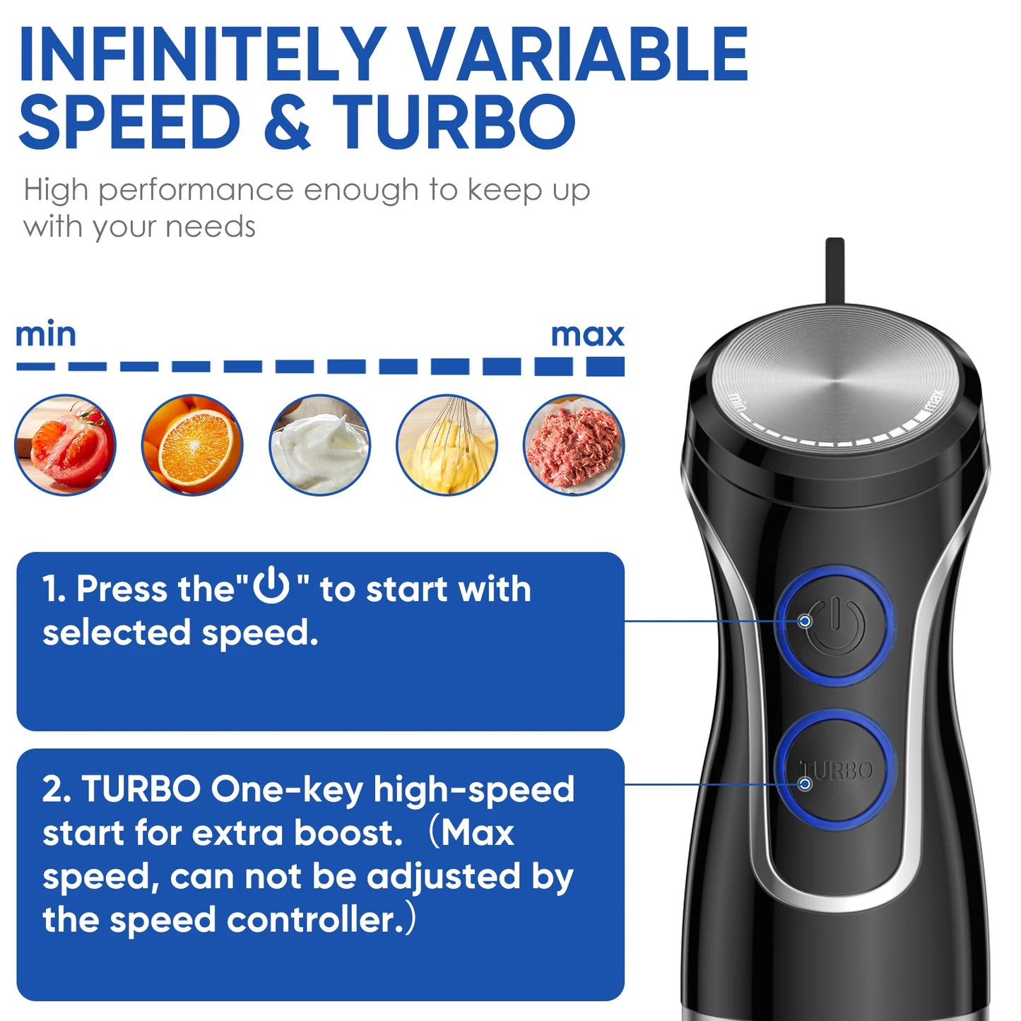 BioloMix 5 in 1 Immersion Hand Blender,1500W Blender with 304 Stainless Steel Blade,Food Processor,Smoothies Puree Baby Food