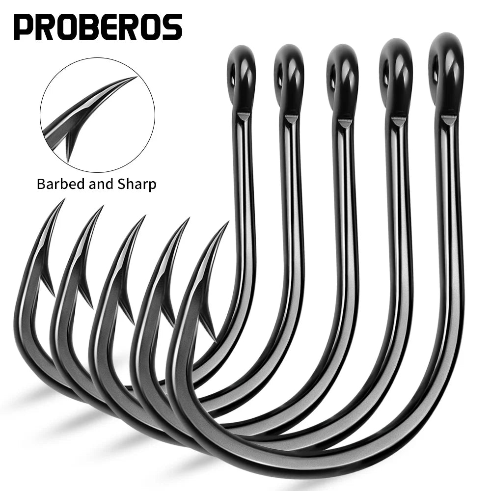PROBEROS 10Pcs/lot Thick High Carbon Steel Fishhook Lron Hook With Barb Hook for Haihu River Fishing Gear Accessories Wholesale