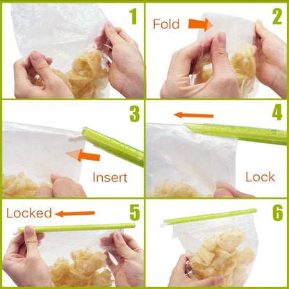 Reusable Bag Clip, Food Storage Sealer - for Snacks, Chips & Kitchen Organizer, Plastic Sealing Stick, Keep Fresh