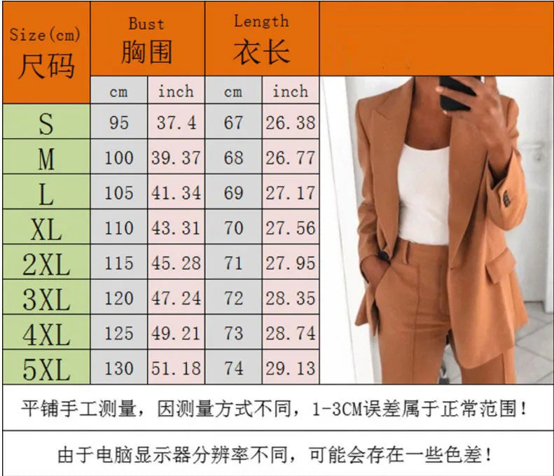 Casual Long Sleeve Outwear Office Lady Spring Autumn Fashion Elegant Solid Turn Down Collar Blazer Coats For Women 2023 Top