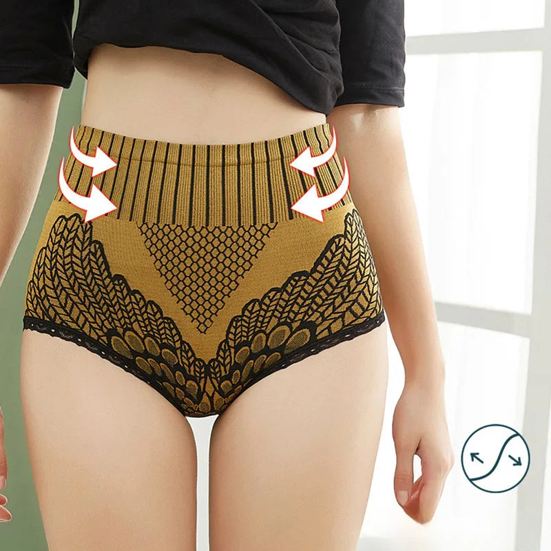 2PCS High Waist Hip Hugger Tummy Tucking Panties Seamless Plus Size Shapewear Panties Graphene Underwear Triangle Palazzo Pants