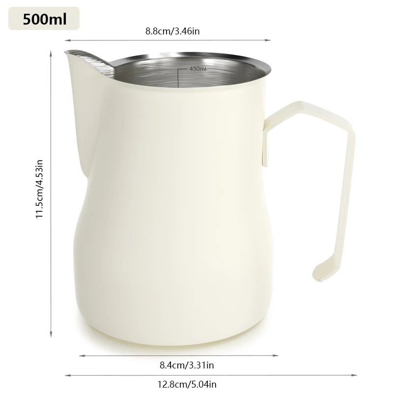Milk Frothing Pitcher Jug 350/500ML Stainless Steel Coffee Milk Frothing Jug for Espresso Latte Art Barista Steam Milk Jug