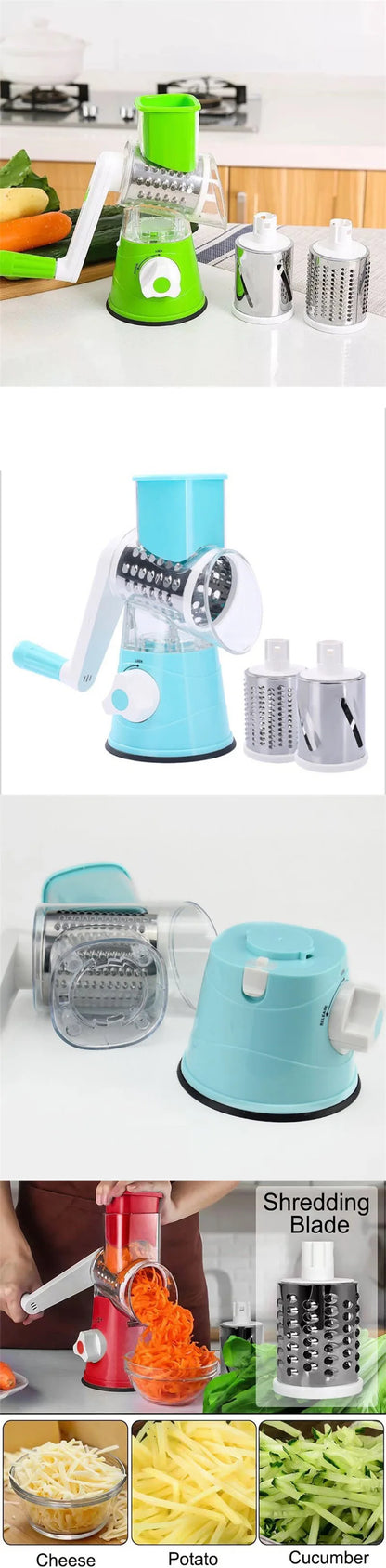 Vegetable Slicer Manual Kitchen Accessories Vegetable Chopper 3 in 1 Round Grater Cutter Potato Spiralizer Home Kitchen Gadgets