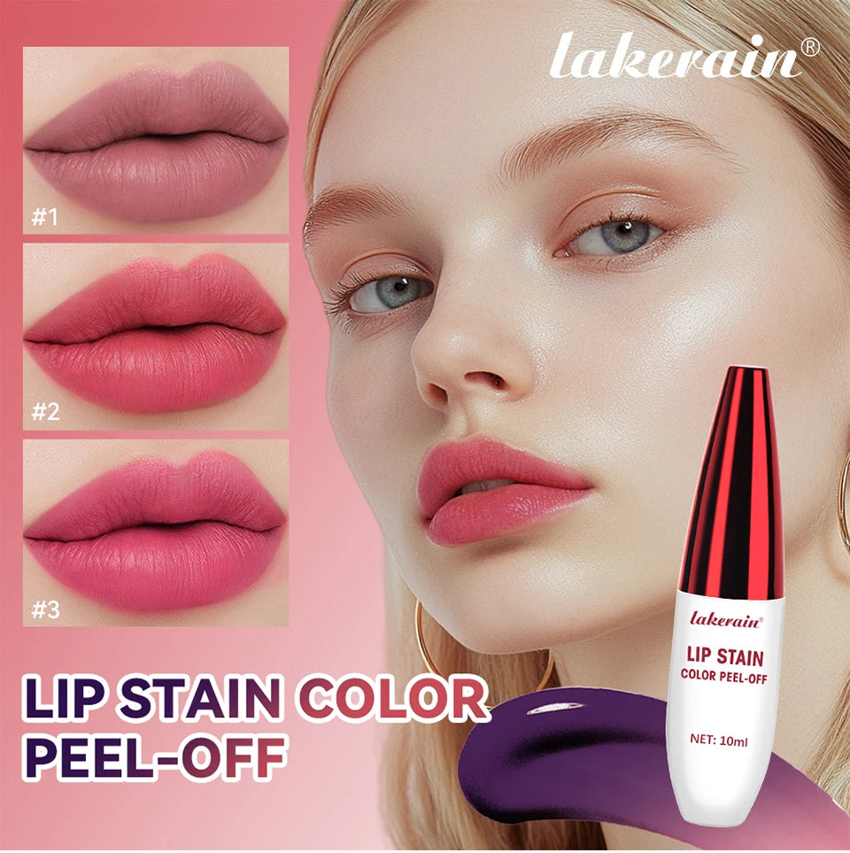 3 Colors Waterproof Lip Stain Color Peel-Off, Not Easy to transfer&Non-stick cup