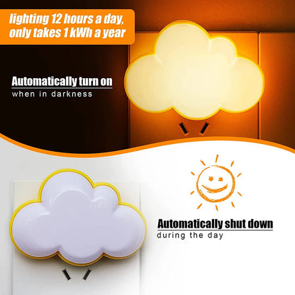 LED Smart Motion Sensor Night Lights  Plug In Auto On/Off Cloud for Kids Bedroom Stair Hallway Study Bedhead Night Lamps