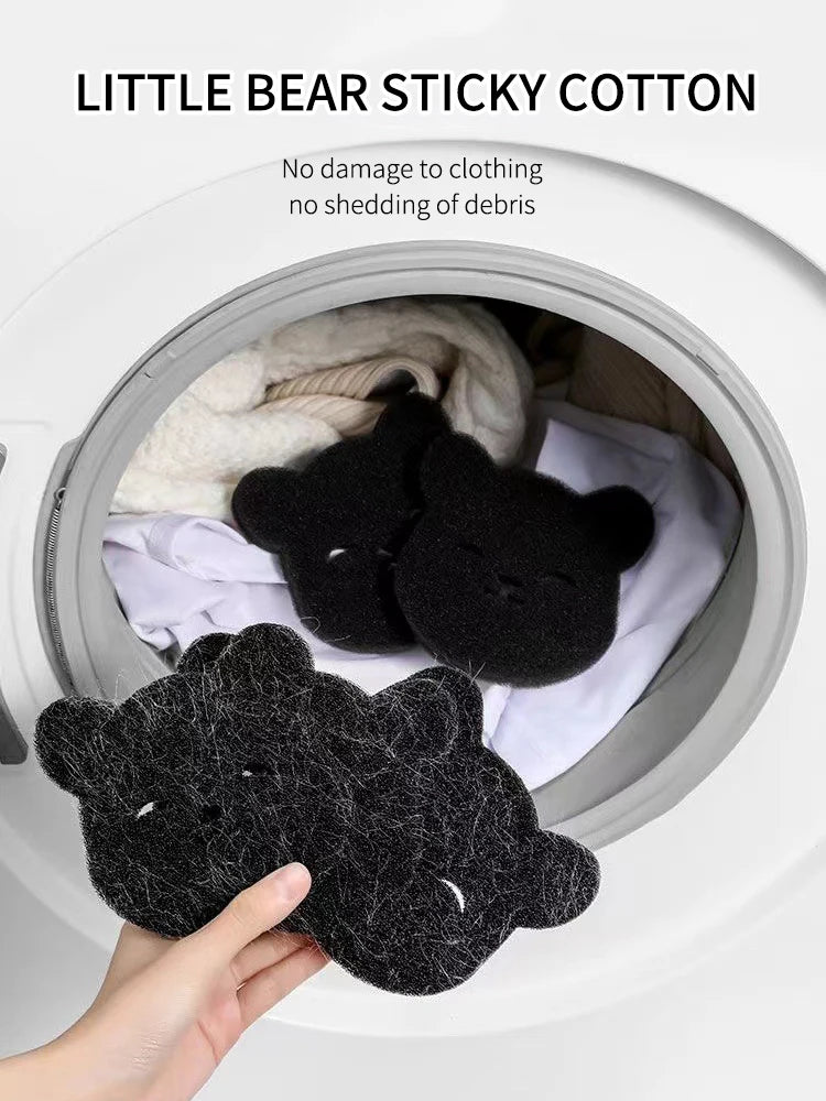 2 /4 Sets Of Household Pet Hair Remover, Machine Washed Bear Sticky Sponge, Reusable, Suitable For Washing Machine, Dryer, Black