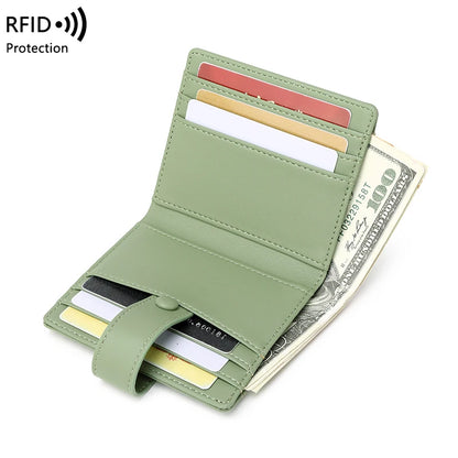 RFID Anti-blocking Wallet for Women, Multi-Card, Credit Card Bag, Lightweight and Simple, Short Buckle, Small, Fashion Wallet