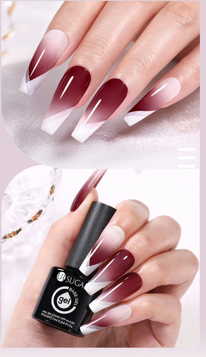 UR SUGAR 7ml Nude Crystal Rubber Base Gel Natural Color Semi Permanent Soak off UV LED Gel Nail Art Varnish