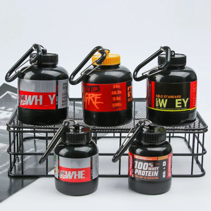 Mini Portable Protein Powder Bottles with Keychain Health Funnel Medicine Bottle Small Water Cup Outdoor Sport Storage