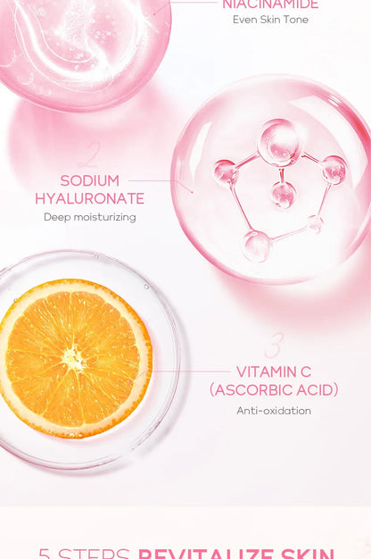 LAIKOU Sakura Kit Skin Care Sets Moisturizing and Reducing Fine Lines Cleansing Pore Product 5-Piece Korean Skincare Set