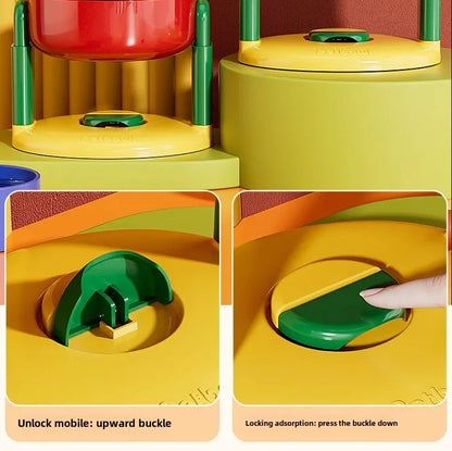 Pet Feeder Slow Feed Bowls Double Bowls Foldable with 3 Adjustable Height Suitable for Pets of Different Heights Water Feeding