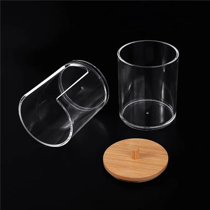 Cotton Swab Holder Bathroom Dispenser Storage Cotton Ball, Cotton Swab, Cotton Round Pads, Floss Picks - Clear Canister