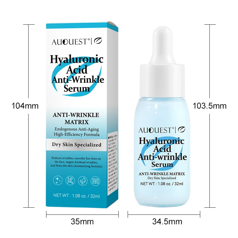 AUQUEST Hyaluronic Acid Anti-Wrinkle Face Serum Anti-Aging Lifting Firming Moisturizing Brightening for Glowing Skin Care