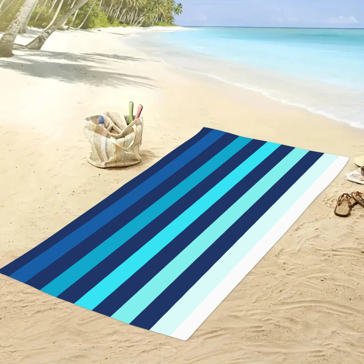 1pc Striped beach towels, ultra-fine fiber beach towels, multifunctional beach towels for swimming and shower rooms