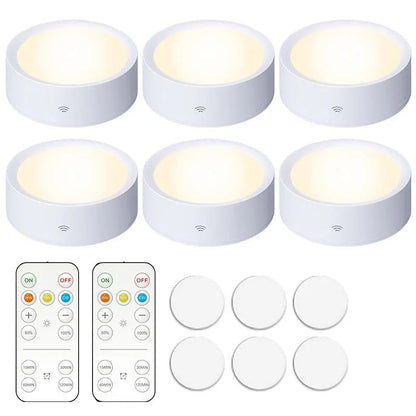 Smart Remote Control Cabinet Light Battery Powered Night Light Dimmable Warm/White Light Kitchen Light Closet Aisle Stairs Light